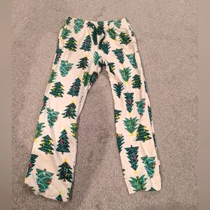 Old Navy Pajama Pants Womens M White Green Christmas Tree Flannel Match The Fam